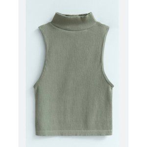 Zara mock neck sage green top